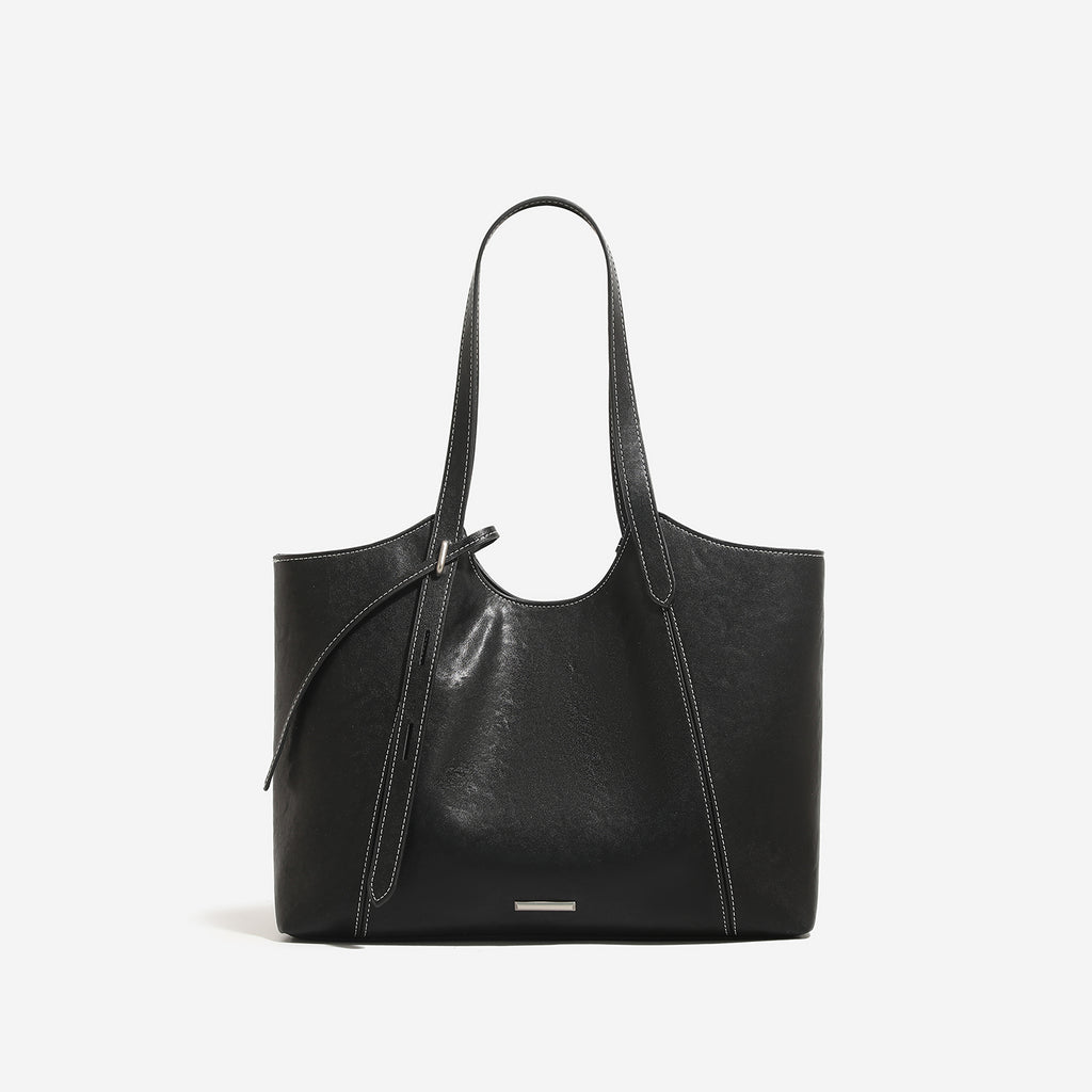 Oversized Soft Tote Bag – Contrast Stitch