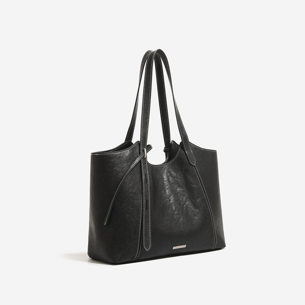 Oversized Soft Tote Bag – Contrast Stitch
