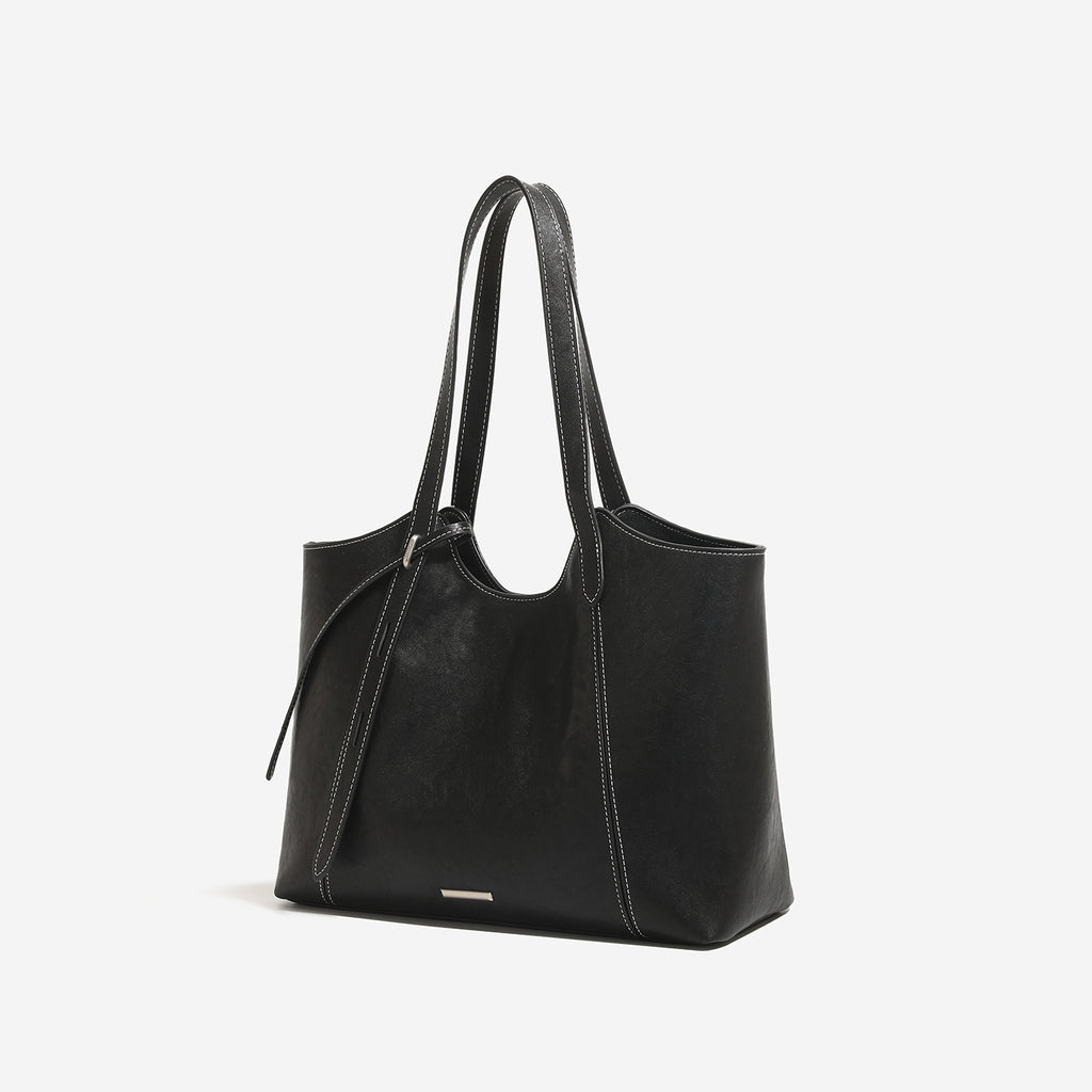 Oversized Soft Tote Bag – Contrast Stitch