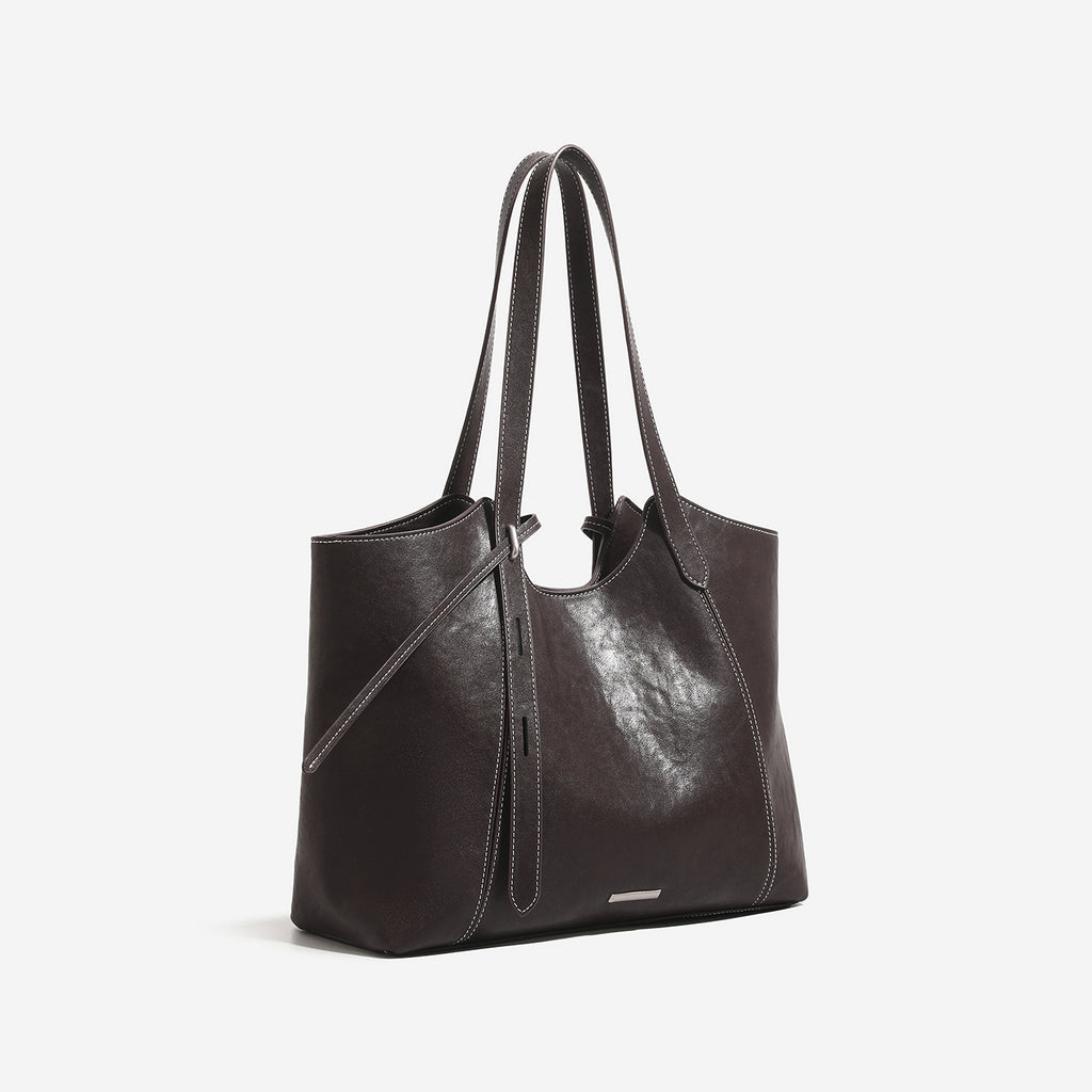 Oversized Soft Tote Bag – Contrast Stitch