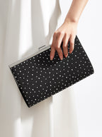 Crystal Studded Velvet Clutch Bag – Evening Frame Bag with Chain