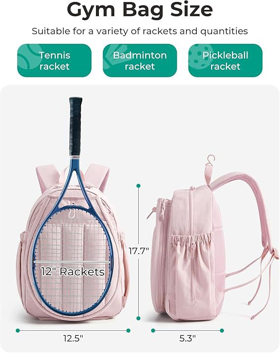 Quilted Tennis Backpack – 20L with Racket Holder & Shoe Compartment