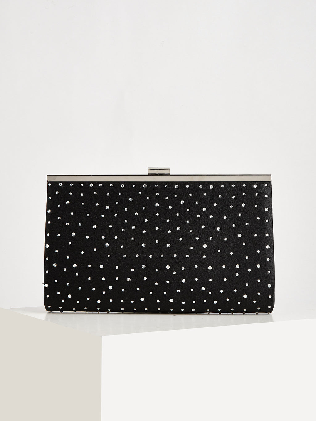 Crystal Studded Velvet Clutch Bag – Evening Frame Bag with Chain