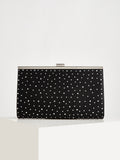 Crystal Studded Velvet Clutch Bag – Evening Frame Bag with Chain
