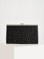Crystal Studded Velvet Clutch Bag – Evening Frame Bag with Chain