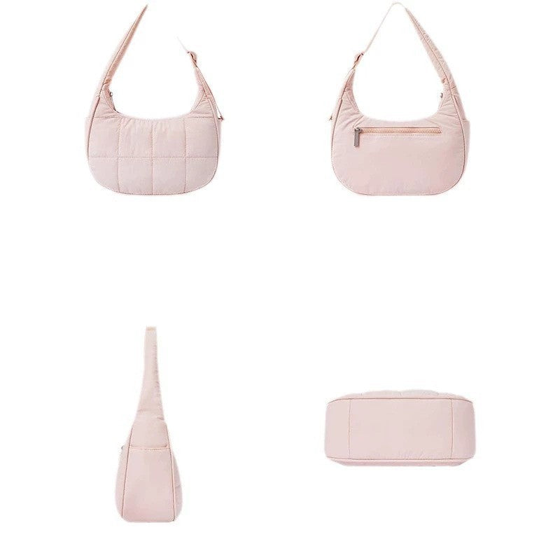 Quilted Puffer Crescent Shoulder Bag