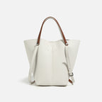 Two-Tone Bucket Tote Bag – Pebbled Leather