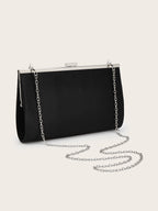 Crystal Studded Velvet Clutch Bag – Evening Frame Bag with Chain