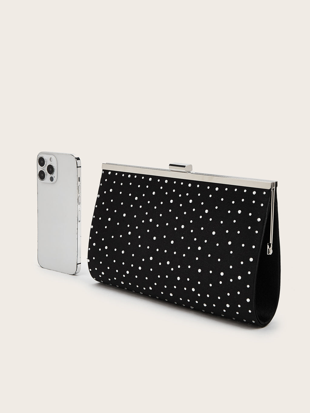 Crystal Studded Velvet Clutch Bag – Evening Frame Bag with Chain