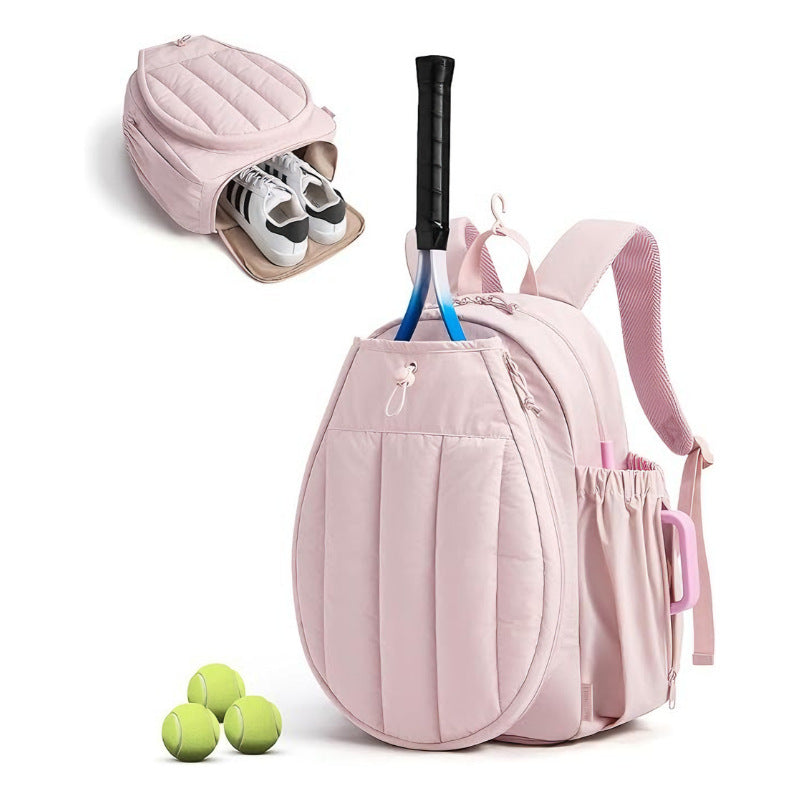 Quilted Tennis Backpack – 20L with Racket Holder & Shoe Compartment