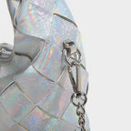 Woven Mini Top Handle Bag – Metallic Chain Strap