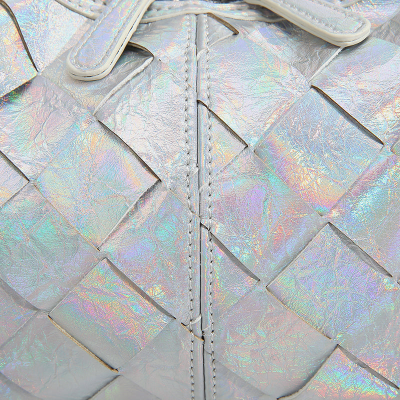 Woven Mini Top Handle Bag – Metallic Chain Strap