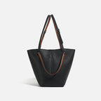 Two-Tone Bucket Tote Bag – Pebbled Leather