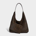 Woven Leather Hobo Shoulder Bag – With Mini Pouch