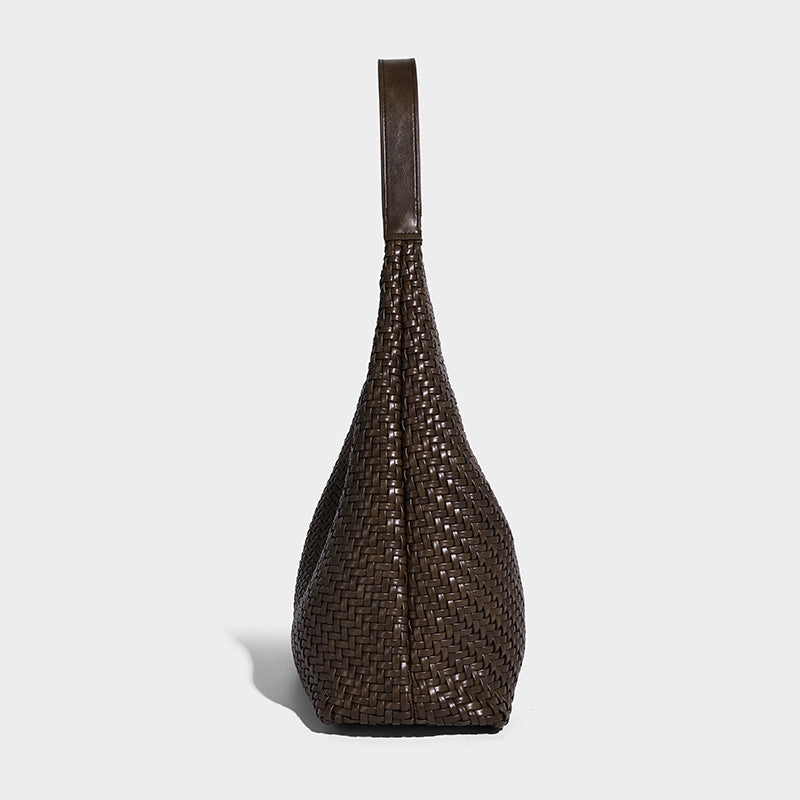 Woven Leather Hobo Shoulder Bag – With Mini Pouch