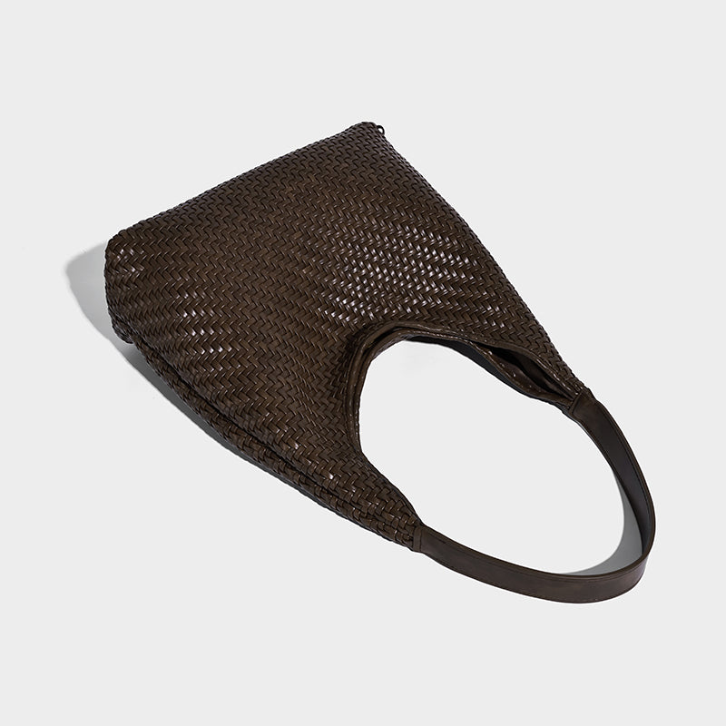 Woven Leather Hobo Shoulder Bag – With Mini Pouch