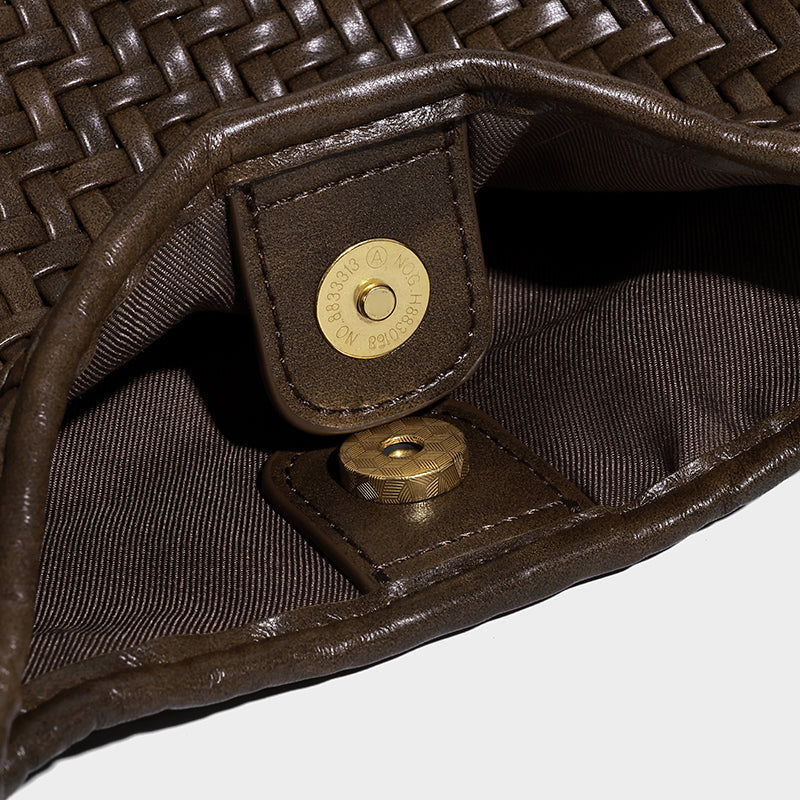 Woven Leather Hobo Shoulder Bag – With Mini Pouch