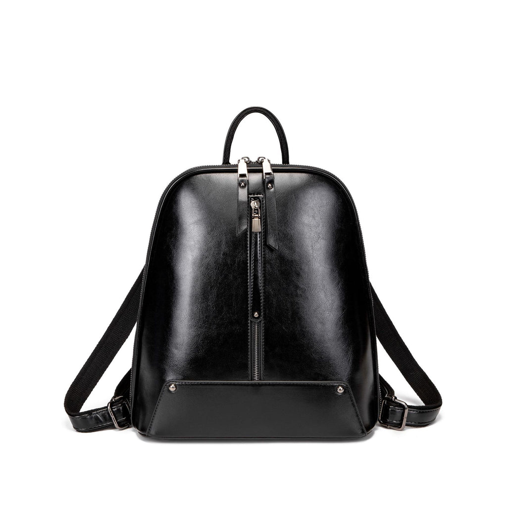 Vintage Oil Wax Leather Backpack – Zip Front