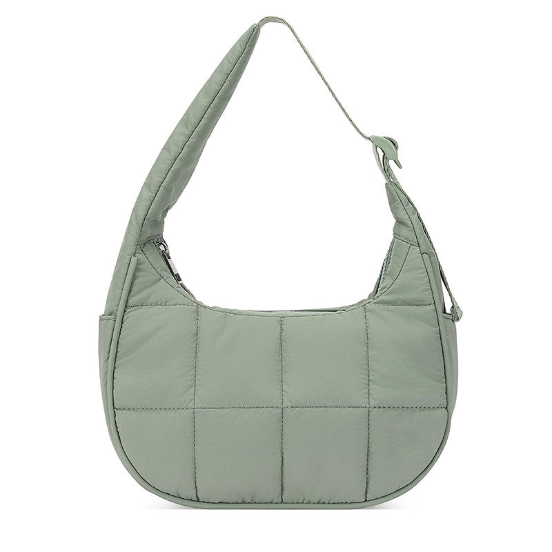 Quilted Puffer Crescent Shoulder Bag