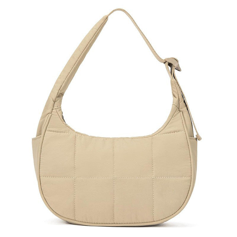 Quilted Puffer Crescent Shoulder Bag