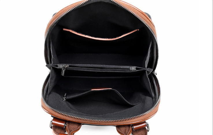 Vintage Oil Wax Leather Backpack – Zip Front